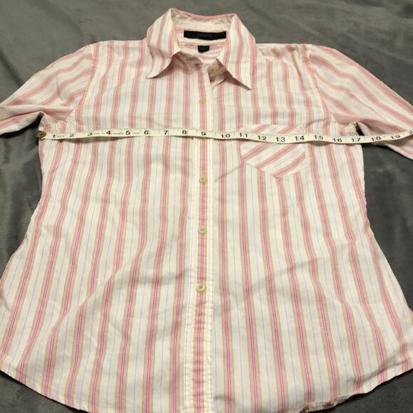 Express  Striped Blouse Woman Size XS Button Down Long Sleeves Office Preppy - Picture 5 of 7